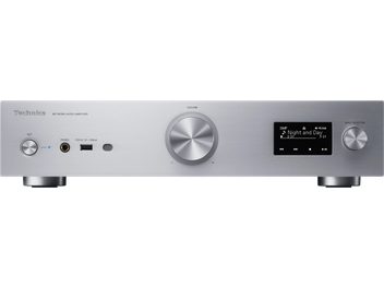 Technics SU-GX70EG-S stereoforstærker i sølv, børstet metalfront, drejekontakter, centralt digitalt display
