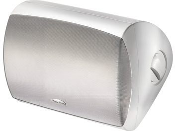Stylus 470-SM väliskõlar, perspektiivvaade, perforeeritud esivõre, ümar korpus, integreeritud külgnupp
