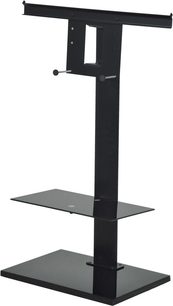 Ateca Pop Plus sort audio-/videomøbel, sort struktur, 2 glashylder, lodret støtte med hylde, rektangulær base