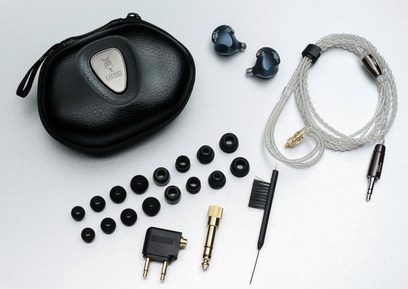 Otevřená hi-fi sluchátka Meze Audio Rai Penta černá, intraaurální sluchátka, šedý pletený kabel, silikonové nástavce, černé pevné pouzdro