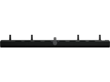 Schwarze Loewe Antares Soundbar, Rückansicht mit vier vertikalen Antennen und zentraler Befestigung
