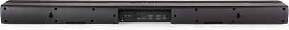 Denon DHT-S216 sort soundbar, set forfra, med tilslutningsporte på bagsiden: HDMI, optisk, USB og hovedtelefonstik