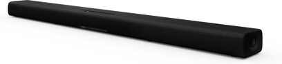 Yamaha SR-X40A soundbar i sort, rektangulær, kompakt, minimalistisk design, touch-knapper på toppen