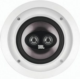 JBL SP6 round white in-wall speaker, central black tweeter, annular gray woofer, 4 screws