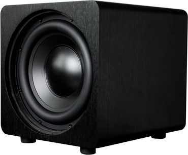 Velodyne Deep Blue 10 sort subwoofer set forfra, cirkulær højttaler, metalgitter