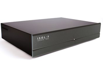 Isol-8 Minisub Wave sort strømkonditioneringsanlæg, rektangulært metalkabinet, aluminiumsfront, produktfoto på hvid baggrund