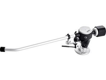 AS-309R 12INCH REFERENCE TONEARM pikap kolu, yan görünüm, gümüş renkli tüp, dairesel taban, siyah denge ağırlığı