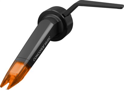 Ortofon Concorde Music bronz DJ plak çalar hücresi, siyah gövde, turuncu saydam uç, perspektif görünüm