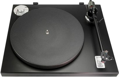Gramofon Gold Note Valore 425 Lite černý s ramenem B-5. Matně černý talíř, rovné rameno, přenoska, protizávaží, zvedák ramene