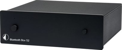 Pro-Ject Bluetooth Box S2 sort trådløs sender, forside, rektangulær form, mat sort finish