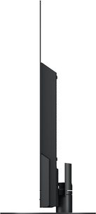 Televisor de alta definición Panasonic TV-55Z90AEG, vista lateral, pantalla ultra delgada, soporte cilíndrico negro, base rectangular