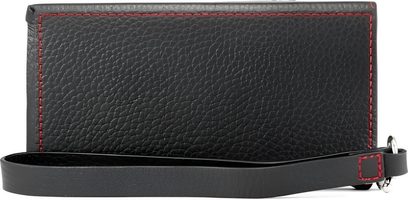 Chord Electronics lærveske for Mojo 2 + Poly, svart, rektangulær, kornete tekstur, kontrasterende røde sømmer