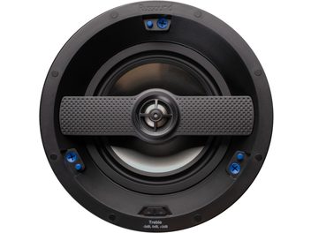 Diffusore acustico da incasso a soffitto Russound IC-630, rotondo, nero, tweeter centrale grigio, griglia forata