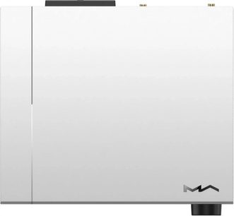 Matrix Audio Element M2 netværksafspiller i sølvfarvet børstet aluminium, set fra oven, glat rektangulær overflade med to gyldne antennestik på øverste kant, indgraveret MA-logo nederst til højre og sort cylindrisk fod i nederste hjørne