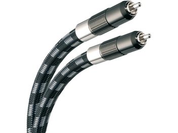 Real Cable CA Reflex RCA-kabler 1m, metalkonnektorer, sort flettet kappe, nærbillede