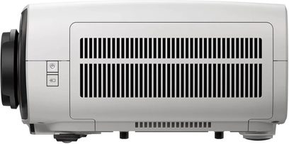White Epson EH-LS7500 projector, side view with black lens and large ventilation grille
