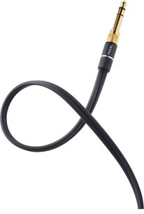 Focal Spirit CLASSIC must kõrvaklapid, vaade vasakult küljelt, must keeratud juhe kuldse 3,5 mm klapipistikuga