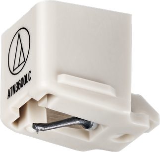 Audio Technica ATN3600LC pick-upnål til pladespiller, hvid holder set fra siden