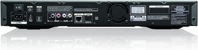 Harman Kardon BDT 30 sort 4K Blu-ray-afspiller, bagside, audio/video-tilslutninger, HDMI-porte, optisk, koaksial, Ethernet