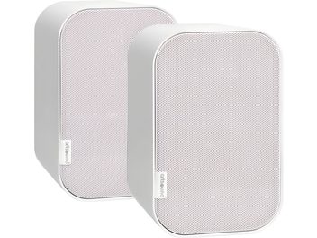 Coppia di diffusori hi-fi compatti ArtSound UNI20 bianchi, forma rettangolare arrotondata, pannello frontale con griglia metallica