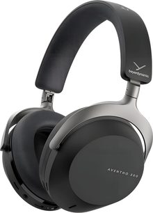 Trådløse Bluetooth-hifi-hovedtelefoner Aventho 300 sort, polstret hovedbøjle, sorte cirkulære ørekopper, sølvfarvet metalstruktur