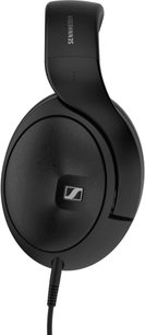 Sluten hi-fi-hörlurar Sennheiser HD 620S i svart, sidobild, högra öronmusslan med logotyp, ljudkabel ansluten nedtill