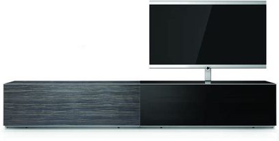 Sonorous Element EX11T-BLK-2C + EX12F-AMZ-2B melns TV skapītis, 2 elementi, tumšas koka fasāde, skats no priekšpuses