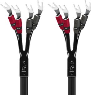 Audioquest Rocket 11 SBA 2x4m çift kablaj hoparlör kablosu, bas ve tiz için kırmızı ve gri çatal fişli