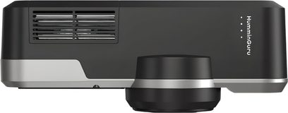 Antistatic treatment for HumminGuru ORBIT black and silver vinyl, side view with central circular head