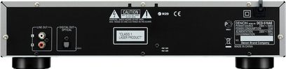 Denon DCD-510AE sort CD-afspiller, bagside, analog og digital lydtilslutning, strømstik, afbryder