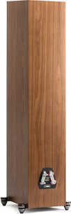 Diffusore a colonna MartinLogan Motion XT F100 noce vista di tre quarti posteriore con connettori visibili sul retro