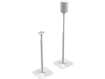 Flexson Essentials White Adjustable Floor Stands, two vertical cylindrical feet on circular bases
