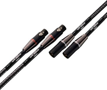 Ortofon REFERENCE BLACK XLR analog lydkabel 1m med sorte metalstik, røde og hvide ringe, flettet kappe
