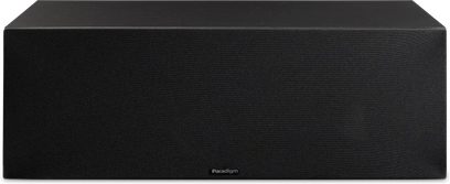 Paradigm Premier 520LCR v2 centerhøjttaler i sort set forfra med frontgitter i fuld bredde og vandret format