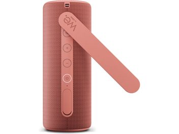 Draagbare bluetooth-speaker Loewe We. HEAR 1 roze, vooraanzicht, cilindrisch formaat met zijlus