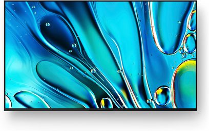 Televizor Sony BRAVIA 3 K75S3 s velkou plochou skleněnou obrazovkou, ultra tenkým matným černým rámem, pohled zepředu