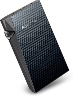 Audiofilní přehrávač Astell&Kern SR25 MKII v černé barvě, pohled zepředu v perspektivě, strukturovaný povrch s včelími buňkami na přední straně