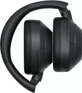 Brezžične Bluetooth slušalke Sony ULT WEAR črne barve, stranski pogled, oblazinjen naglavni trak, ovalne ušesne blazinice, mat zaključek