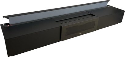 Černý nábytek Oray série 2 pro 100" ultrakrátkoohniskový projektor, dlouhá lavice se zvýšeným zadním panelem