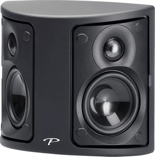 Reproduktor Paradigm Surround 1 matně černý. Zaoblená obdélníková černá skříň. Středový reproduktor, výškový reproduktor nahoře. Černá mřížka.