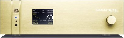 Preamplificator phono Gold Note PH-1000 lite gold finisaj auriu periat față frontală cu ecran și buton de comandă
