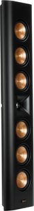 Черна стенна тонколона Klipsch RP-640D, с шест медни говорителя и централен пищялка с рупор