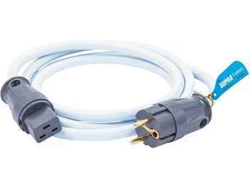 Cablu de alimentare Supra LORAD 2.5 CS-16-EU 1,5 m, manta din plastic albastru deschis, mufă Schuko gri cu contacte aurite, conector IEC