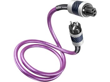 IsoTek EVO3 Ascension lila Netzkabel gewickelt, schwarzer Stecker, schwarz-silberner IEC-Anschluss