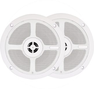 Pareja de altavoces de techo empotrables ArtSound MDC6.2 blancos, de forma redonda con rejilla perforada central