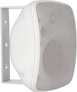 Coluna de parede exterior ArtSound ASW45.2 branca, grelha metálica arredondada e suporte de fixação lateral