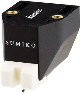 Sumiko Rainier sort rektangulær pladespiller-pickup i sort med afrundede kanter, gyldne diamanter på forsiden