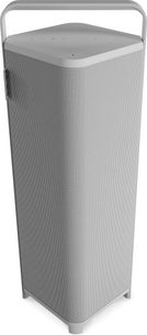 Altavoz Bluetooth portátil Sonoro Vibes XL blanco, formato de columna rectangular con asa superior y rejilla de tela