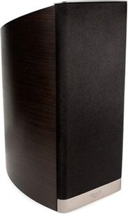 Klipsch P-17B espresso bogreolhøjttaler, trekvartsforsigtsbillede, mørkt træhøjttaler, sort gitter