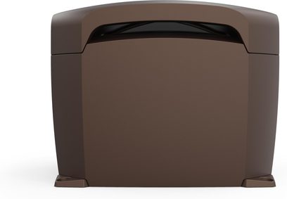 Lauko kolonėlė Klipsch Courtyard 4.1, matinės rudos spalvos plastikinis korpusas, viršutinė įranta, kampinės kojelės, vaizdas iš priekio